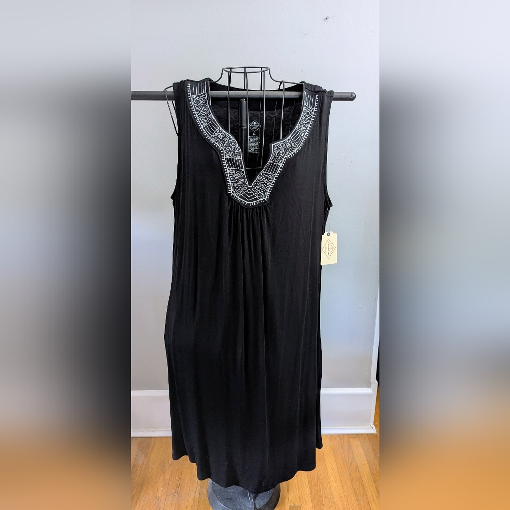 St. John's Bay Black Embroidered Dress NWT